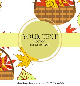 umbrella rubber boots maple leaf basket mushroom autumnal vector background