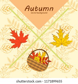 umbrella rubber boots maple leaf basket mushroom autumnal vector background