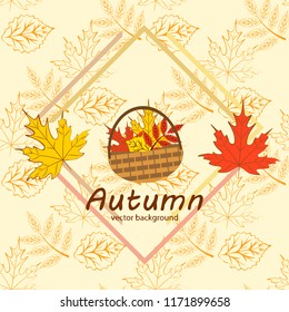 umbrella rubber boots maple leaf basket mushroom autumnal vector background