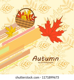 umbrella rubber boots maple leaf basket mushroom autumnal vector background