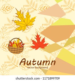 umbrella rubber boots maple leaf basket mushroom autumnal vector background
