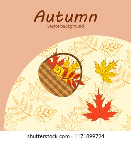 umbrella rubber boots maple leaf basket mushroom autumnal vector background