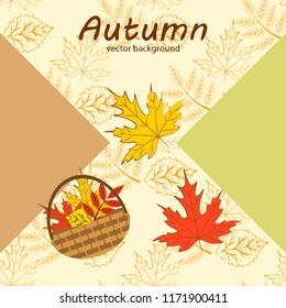 umbrella rubber boots maple leaf basket mushroom autumnal vector background