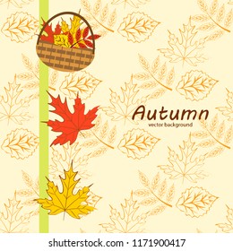 umbrella rubber boots maple leaf basket mushroom autumnal vector background