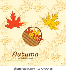 umbrella rubber boots maple leaf basket mushroom autumnal vector background