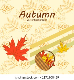 umbrella rubber boots maple leaf basket mushroom autumnal vector background