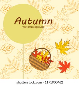 umbrella rubber boots maple leaf basket mushroom autumnal vector background