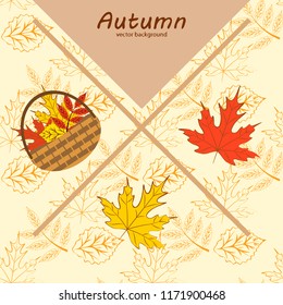 umbrella rubber boots maple leaf basket mushroom autumnal vector background