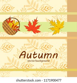 umbrella rubber boots maple leaf basket mushroom autumnal vector background