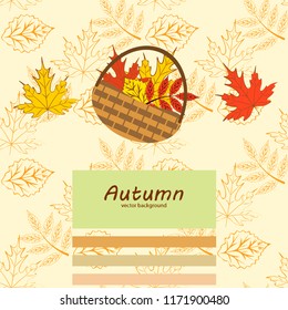umbrella rubber boots maple leaf basket mushroom autumnal vector background