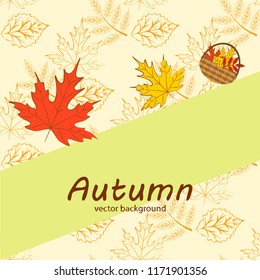 umbrella rubber boots maple leaf basket mushroom autumnal vector background