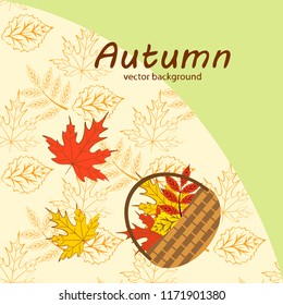 umbrella rubber boots maple leaf basket mushroom autumnal vector background