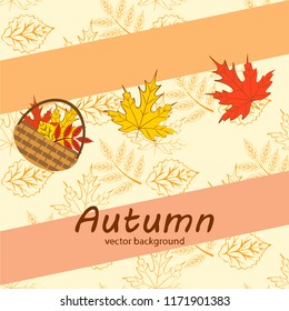umbrella rubber boots maple leaf basket mushroom autumnal vector background