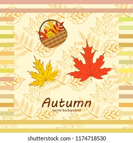 umbrella rubber boots maple leaf basket mushroom autumnal vector background