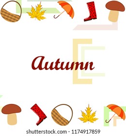 umbrella rubber boots maple leaf basket mushroom autumnal vector background umbrella rubber boots maple leaf basket mushroom autumnal vector background