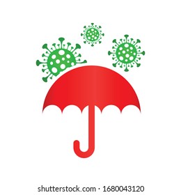 umbrella safe from COVID-19 vector icon design style on white background, prevention from Coronavirus epidemic icon