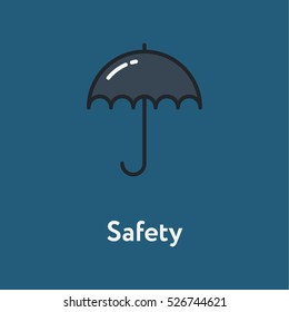 Umbrella Safety Minimalistic Color Flat Line Stroke Icon Pictogram Illustration
