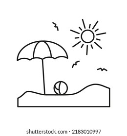 Umbrella, sand, summer concept line icon. Simple element illustration. Umbrella, sand, summer concept outline symbol design from summer set. Can be used for web and mobile on white background