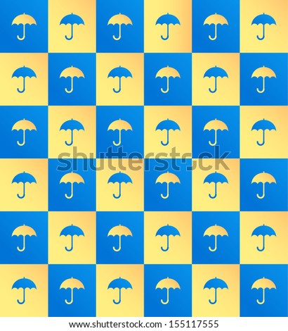 Umbrella Seamless Pattern with checkered background