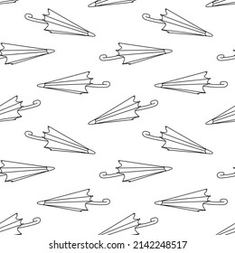 Umbrella seamless pattern doodle outline vector. Texture for background, label, print, packaging, merchandise, book, storefront, poster, fabric, wrapping, textile.