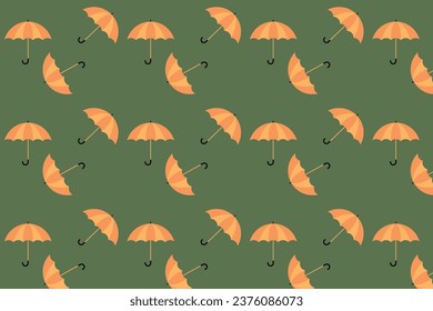 Patrón transparente. Textura de tela con paraguas naranja.