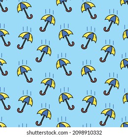 Regenschirm Nahtlose Muster. Handgezeichnet, Comic, Doodle.