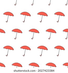 Umbrella Seamless Pattern On A White Background. Umbrella Theme Vector Illustration