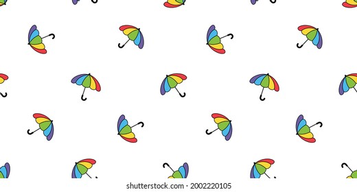 umbrella seamless pattern rainbow LGBT pride raining isolated cartoon tile wallpaper repeat background doodle illustration design
