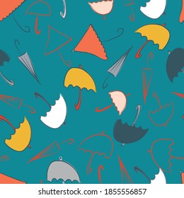Umbrella Seamless Pattern. Vector illustration. Great for birthday, party, gift wrapping, wallpaper, textile and scrapbook 