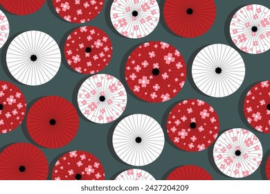 umbrella in seamless vector for background, fabric, cover, wrapping.etc