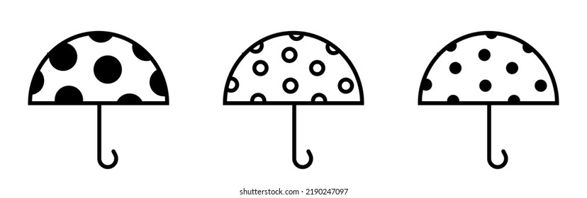 Umbrella. Set black umbrellas. Vector clipart isolated on white background.