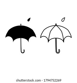 umbrella set of icons, flat design, outline contains only one detail, vector eps 10