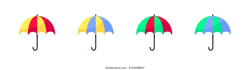 Ícones do conjunto de guarda-chuvas. Estilo Plano. Ícones de vetor.