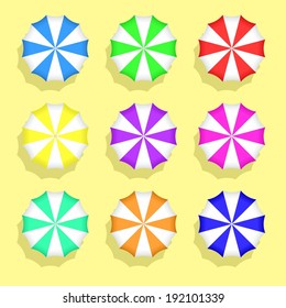 Umbrella set on the sand. Vector illustration