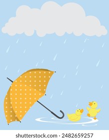 Umbrella set to protect from rain vector illustration.accessory for protection against raindrops from clouds.illustratorvector