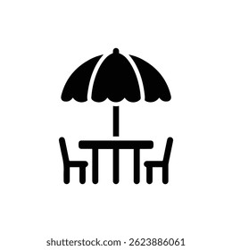 Umbrella Shading Picnic Setup Icon - Outdoor Dining Symbol