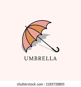 Umbrella with shadow, vector icon, logo, flat style illustration. 