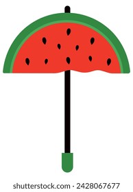 Umbrella in the shape of a watermelon piece. Colorful vector illustration, eps 10