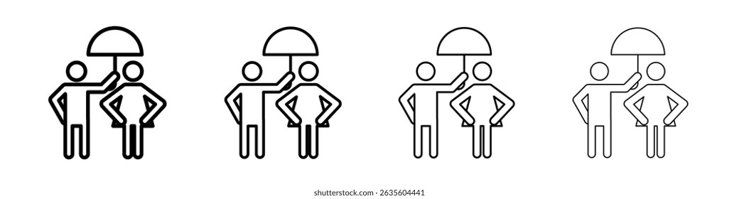 Umbrella sharing Icon Flat illustration sign