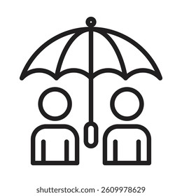 Umbrella sharing Icon Line Art Logo set