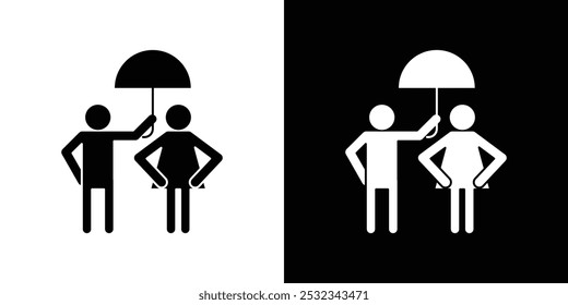 Umbrella sharing Icon linear logo isolated
