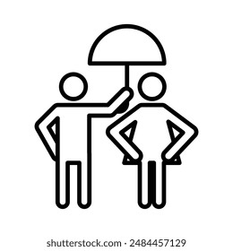 Umbrella sharing linear logo mark in black and white