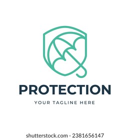 umbrella shield logo design simple vector isolated on white background