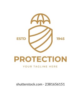 umbrella shield logo design simple vector isolated on white background