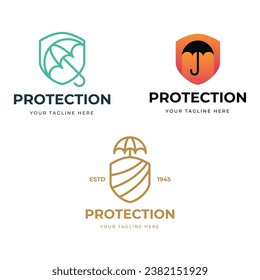 Umbrella shield logo vector design template on white background