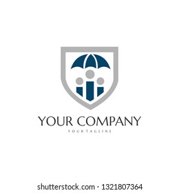 umbrella shield people vector logo