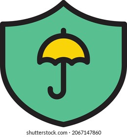 umbrella shield vector color line icon