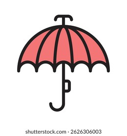 An umbrella shielding rain droplets, indicating rainy weather