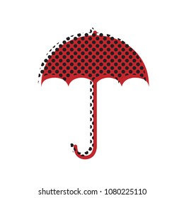 Umbrella sign icon. Rain protection symbol. Flat design style. Vector. Brown icon with shifted black circle pattern as duplicate at white background. Isolated.