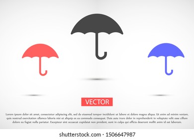 Umbrella sign icon. Rain protection symbol. Umbrella sign icon Flat design style. 
